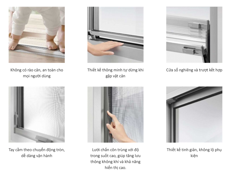 ATIS CỬA SỔ MỞ HẤT KẾT HỢP VÁCH CỐ ĐỊNH